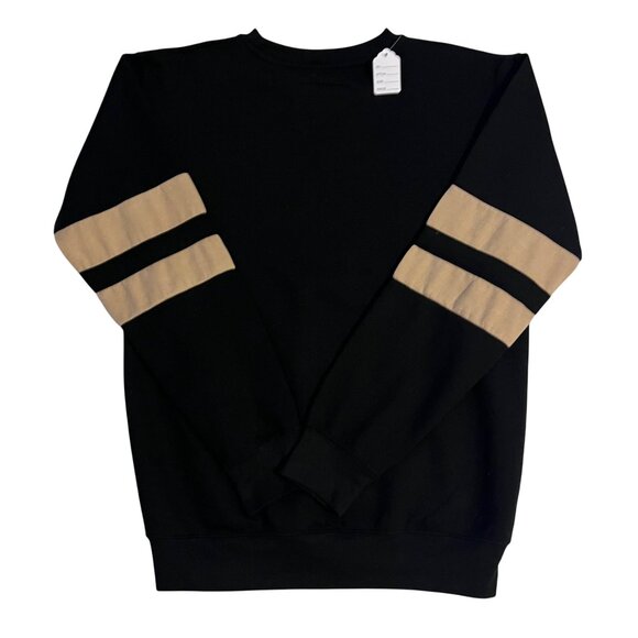 Black Crewneck Sweatshirt With "New Orleans" Print & Beige Arm Stripes small - Picture 3 of 6